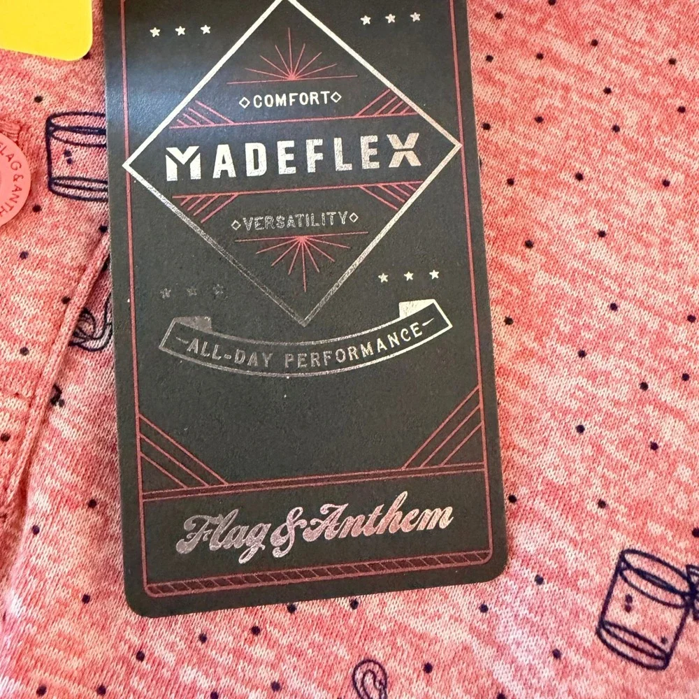 Flag & Anthem Madeflex Mens Performance Printed‎ Polo Flamingo Pink Small NWT